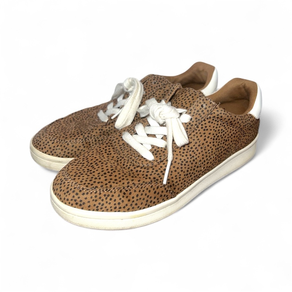 OLD NAVY Soft Brushed Faux Suede Leopard Print Sneakers Tan Brown Size 7